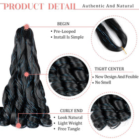 Luoyudu French Curly Braiding Hair 24-inch 1B/Blue packaging