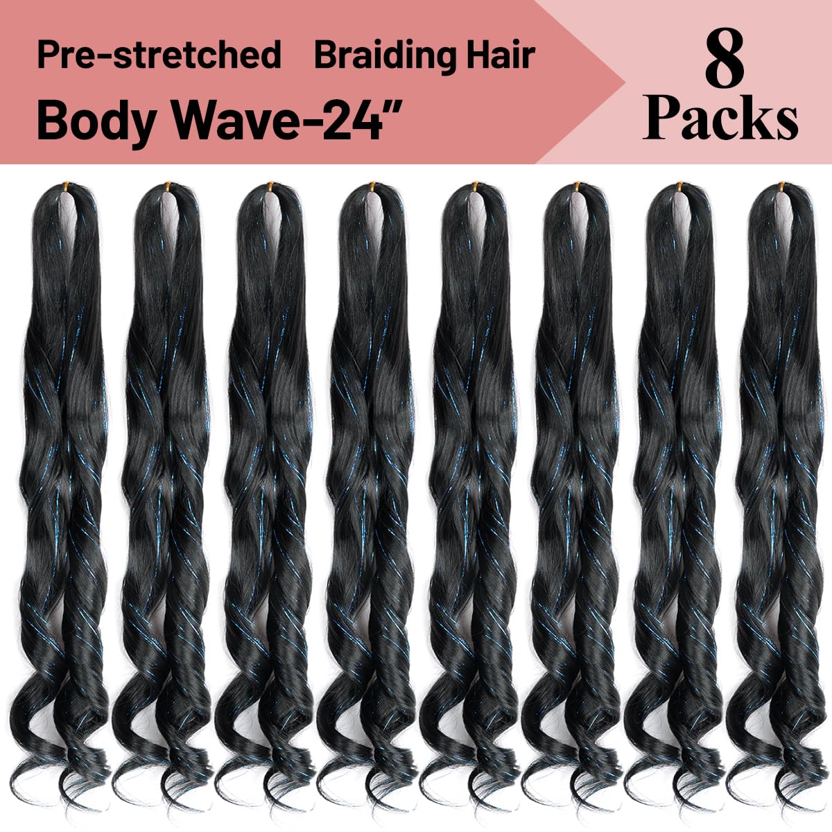 Luoyudu French Curly Braiding Hair 24-inch 1B/Blue styled in braids