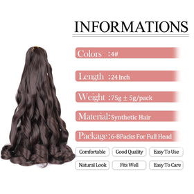 Luoyudu French Curly Braiding Hair 24 Inch #4 Brown packaging