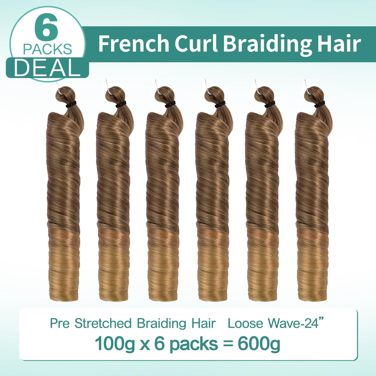 Luoyudu French Curly Braiding Hair 6 packs arranged