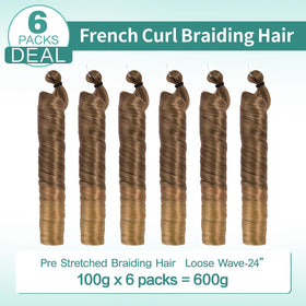 Luoyudu French Curly Braiding Hair 6 packs arranged