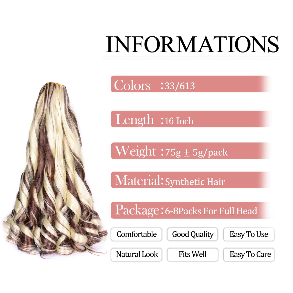 Luoyudu French Curly Braiding Hair 8 packs display