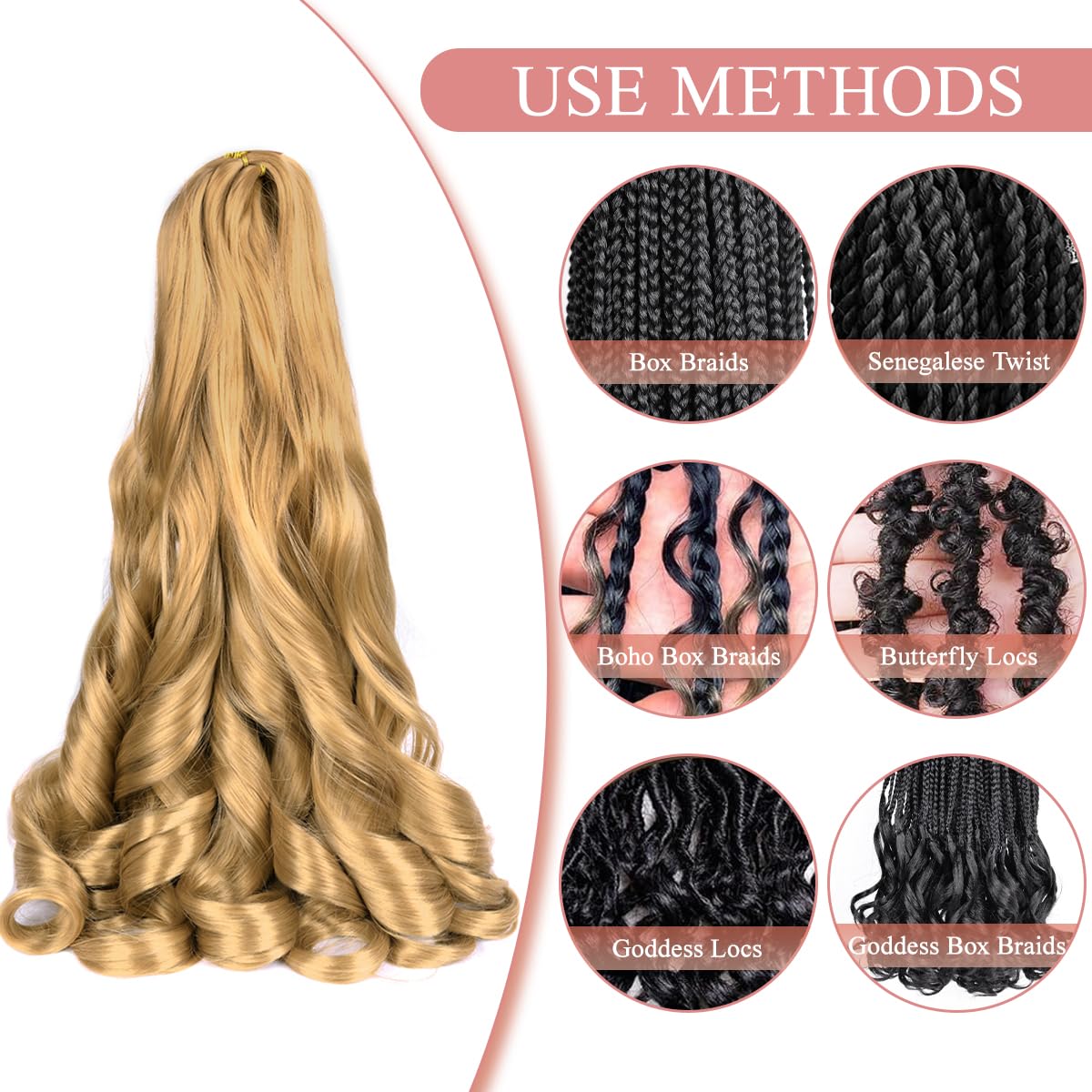 Luoyudu French Curly Braiding Hair Extensions 24 inch in a hairstyle
