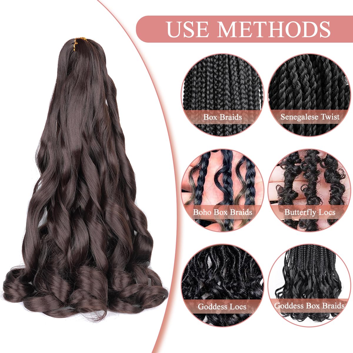 Luoyudu French Curly Braiding Hair in a styled braid