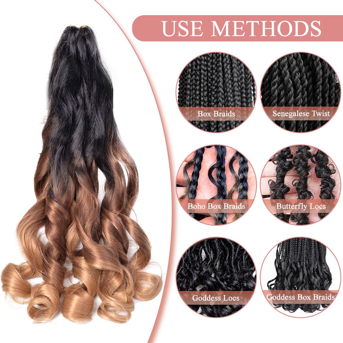Luoyudu French Curly Braiding Hair in different hairstyles
