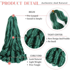Luoyudu Green French Curl Braiding Hair Extensions close-up of curls
