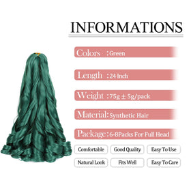 Luoyudu Green French Curl Braiding Hair Extensions pack contents