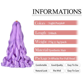 Luoyudu Light Purple French Curl Braiding Hair close-up of curls