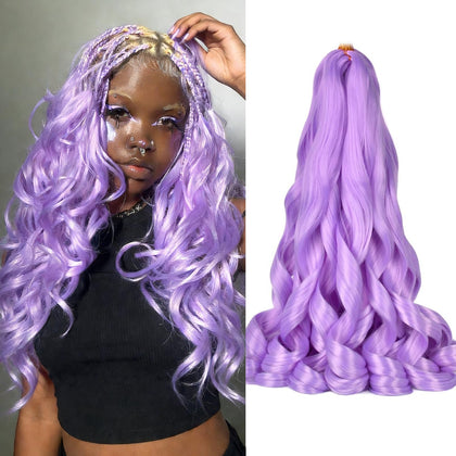 Luoyudu Light Purple French Curl Braiding Hair front view