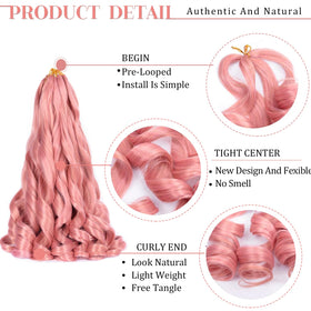 Luoyudu Ombre Pink French Curl Braiding Hair close-up of curls