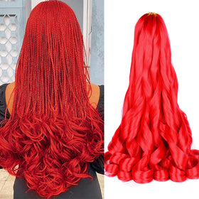 Luoyudu Red French Curl Braiding Hair 24 inch front view