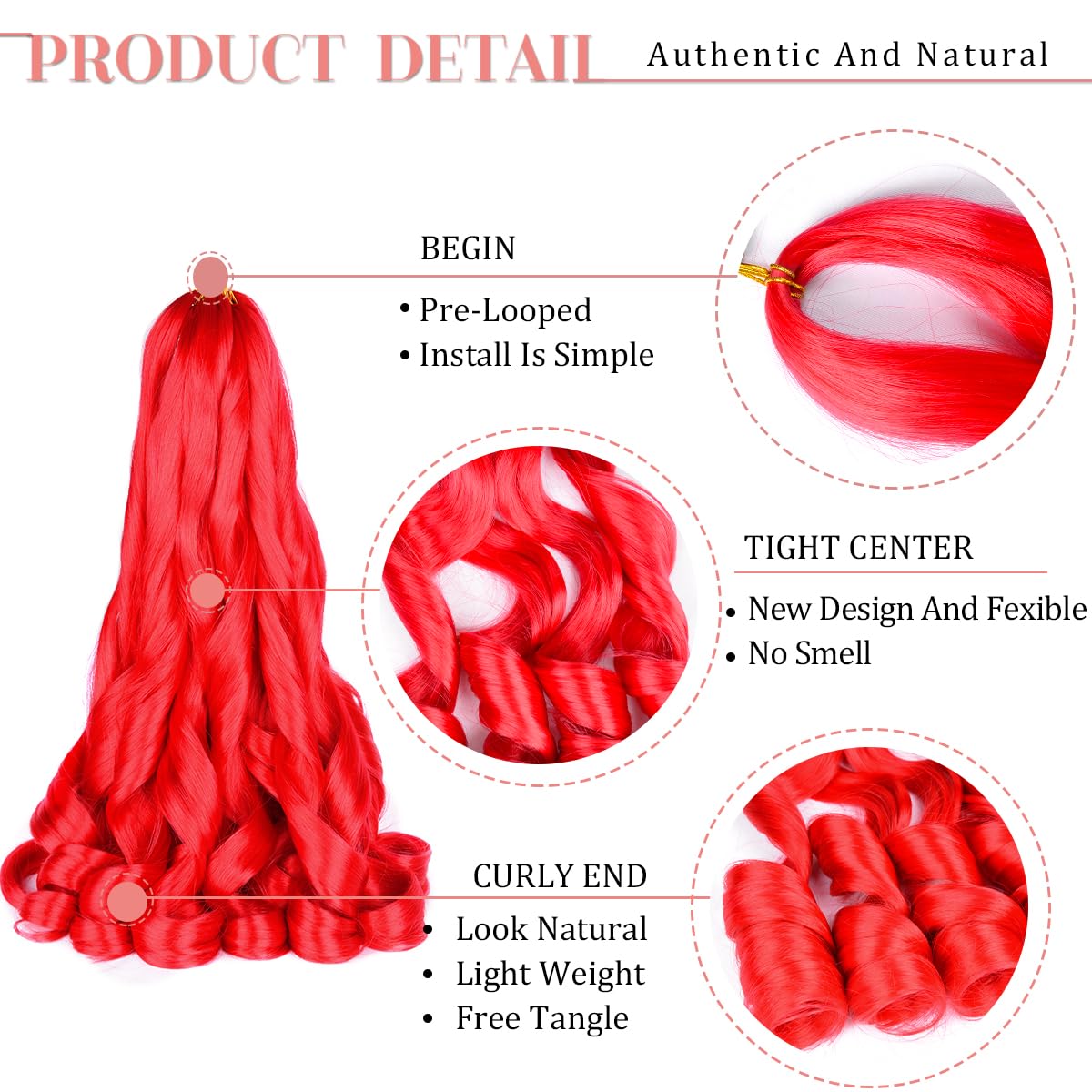 Luoyudu Red French Curl Braiding Hair 24 inch packaging