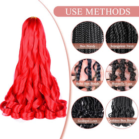 Luoyudu Red French Curl Braiding Hair 24 inch with spray bottle