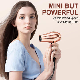 LURA Mini Hair Dryer with concentrator nozzle attached