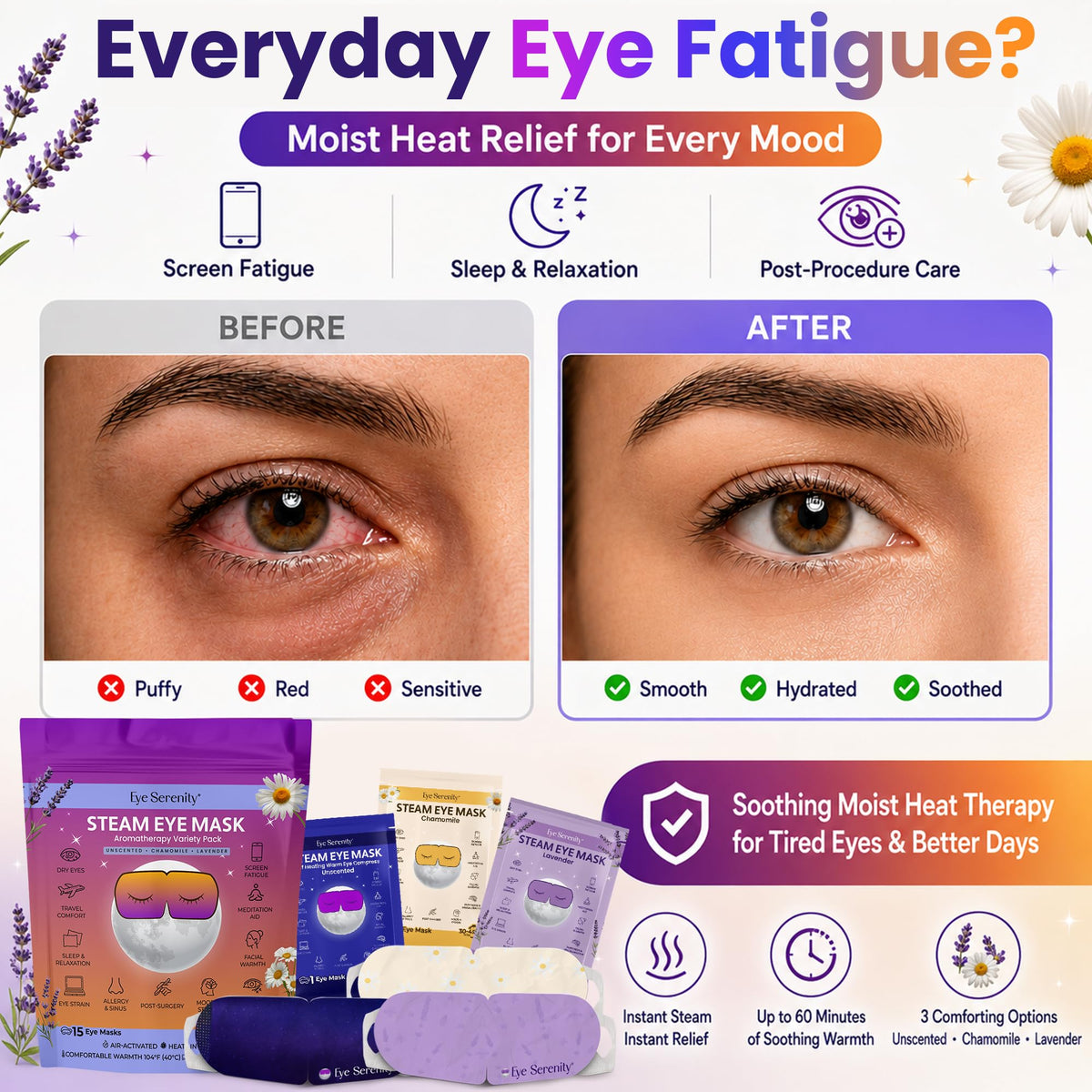 Lure Essentials Eye Serenity Steam Eye Mask in a travel bag