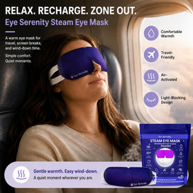 Lure Essentials Eye Serenity Steam Eye Mask in use on a person