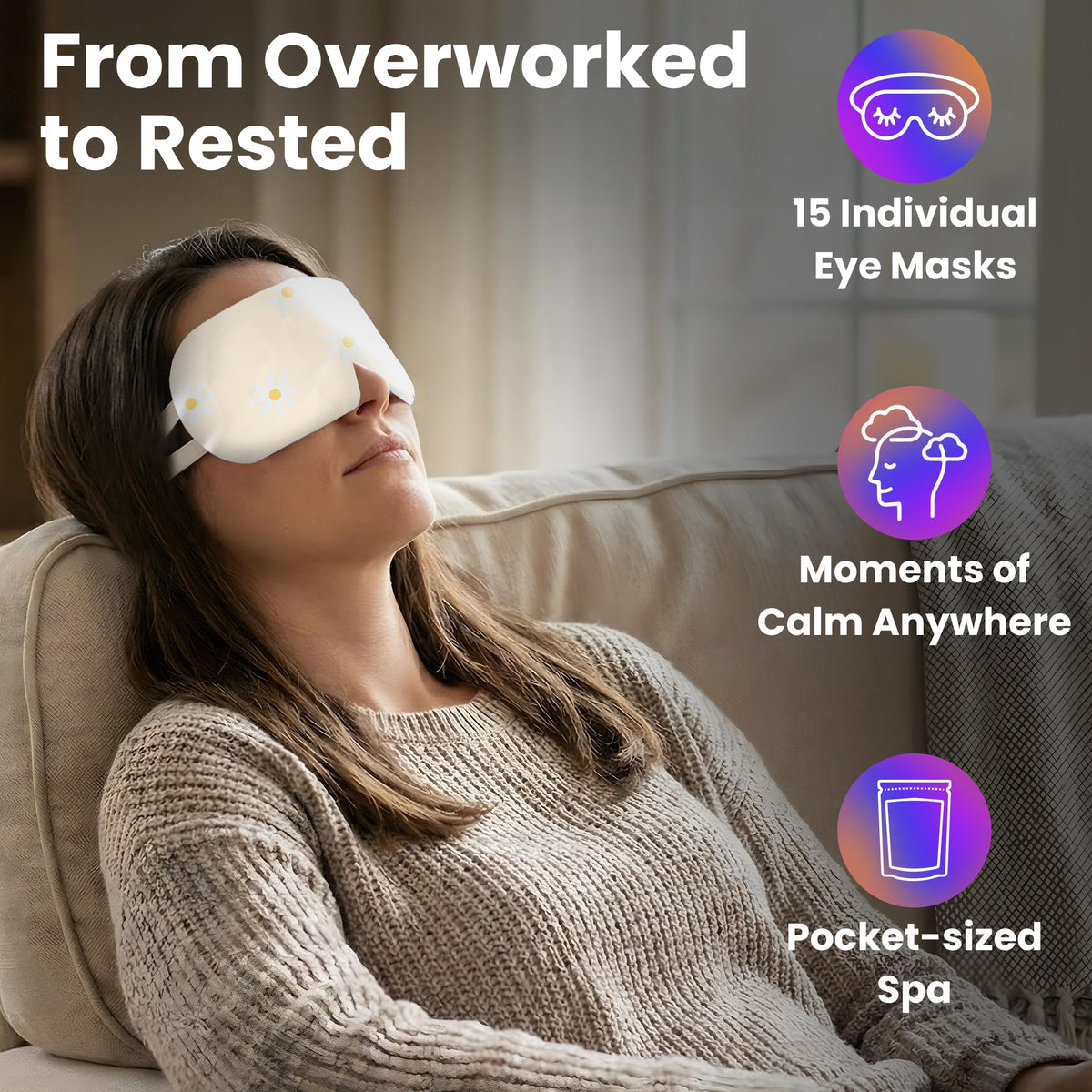 Lure Essentials Eye Serenity Steam Eye Mask on a desk