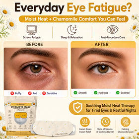 Lure Essentials Eye Serenity Steam Eye Mask opened with chamomile scent