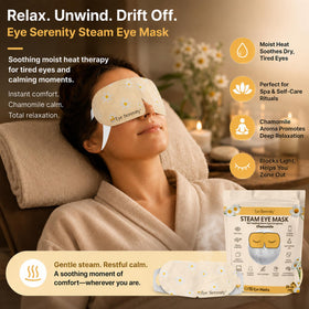 Lure Essentials Eye Serenity Steam Eye Mask showing individual packaging