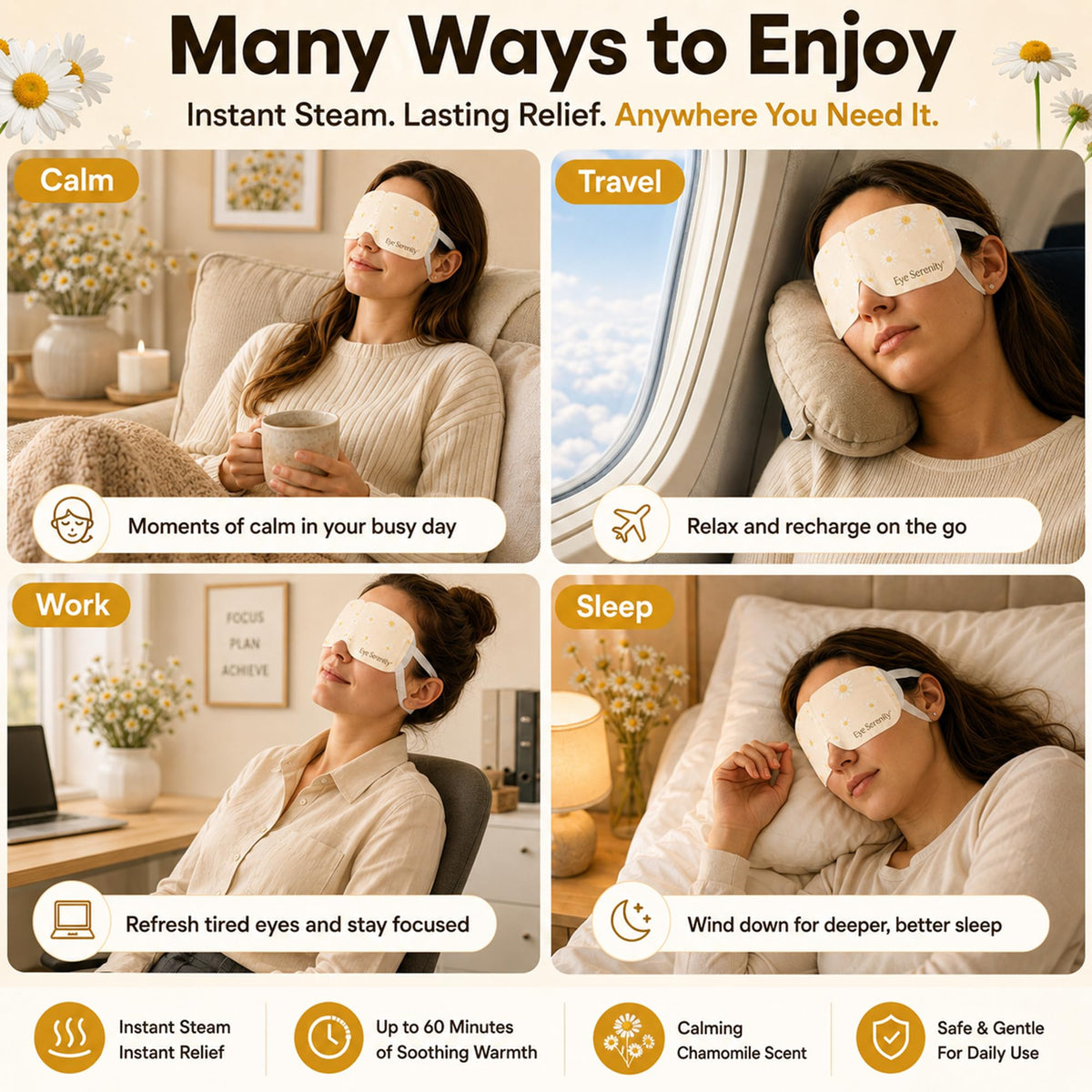 Lure Essentials Eye Serenity Steam Eye Mask side view with details