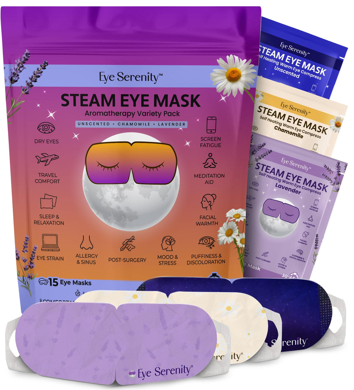 Lure Essentials Eye Serenity Steam Eye Mask variety pack with 15 masks