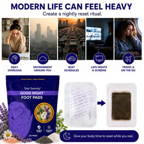 Lure Essentials Good Night Foot Pads displayed with herbal ingredients