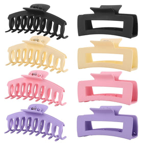 LuSeren 8 pack hair clips in assorted colours including black, purple, beige, and pink