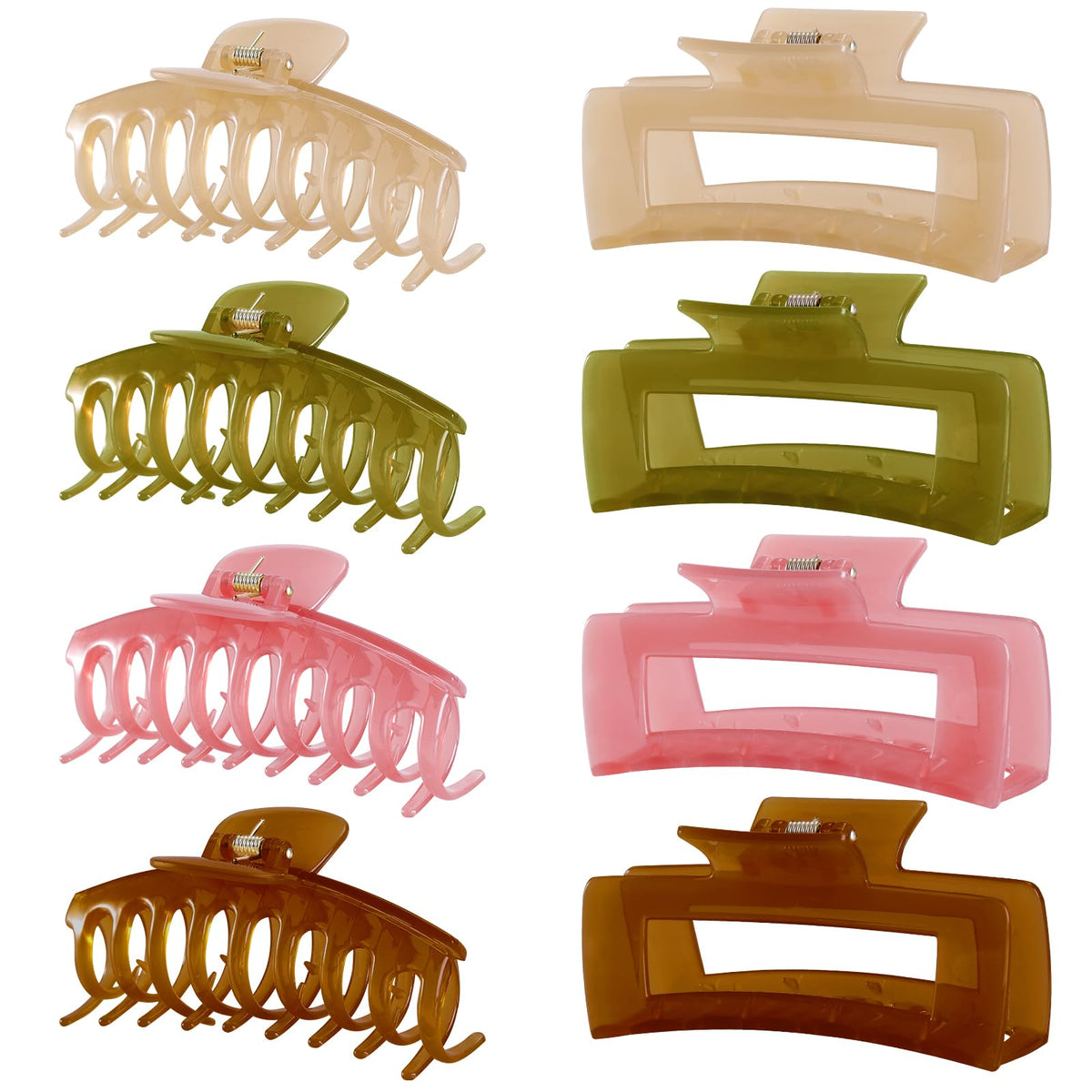 LuSeren 8 Pack Jelly Hair Clips in assorted colours front view
