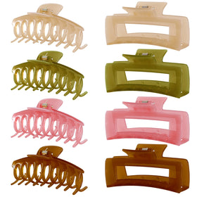 LuSeren 8 Pack Jelly Hair Clips in assorted colours front view