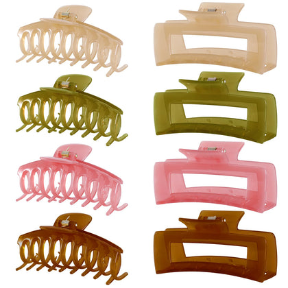 LuSeren 8 Pack Jelly Hair Clips in assorted colours front view