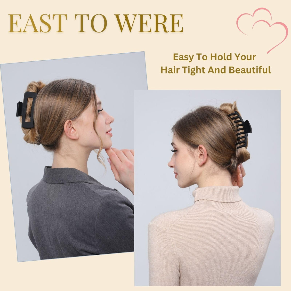 LuSeren Black Hair Clip in use, securing thick hair