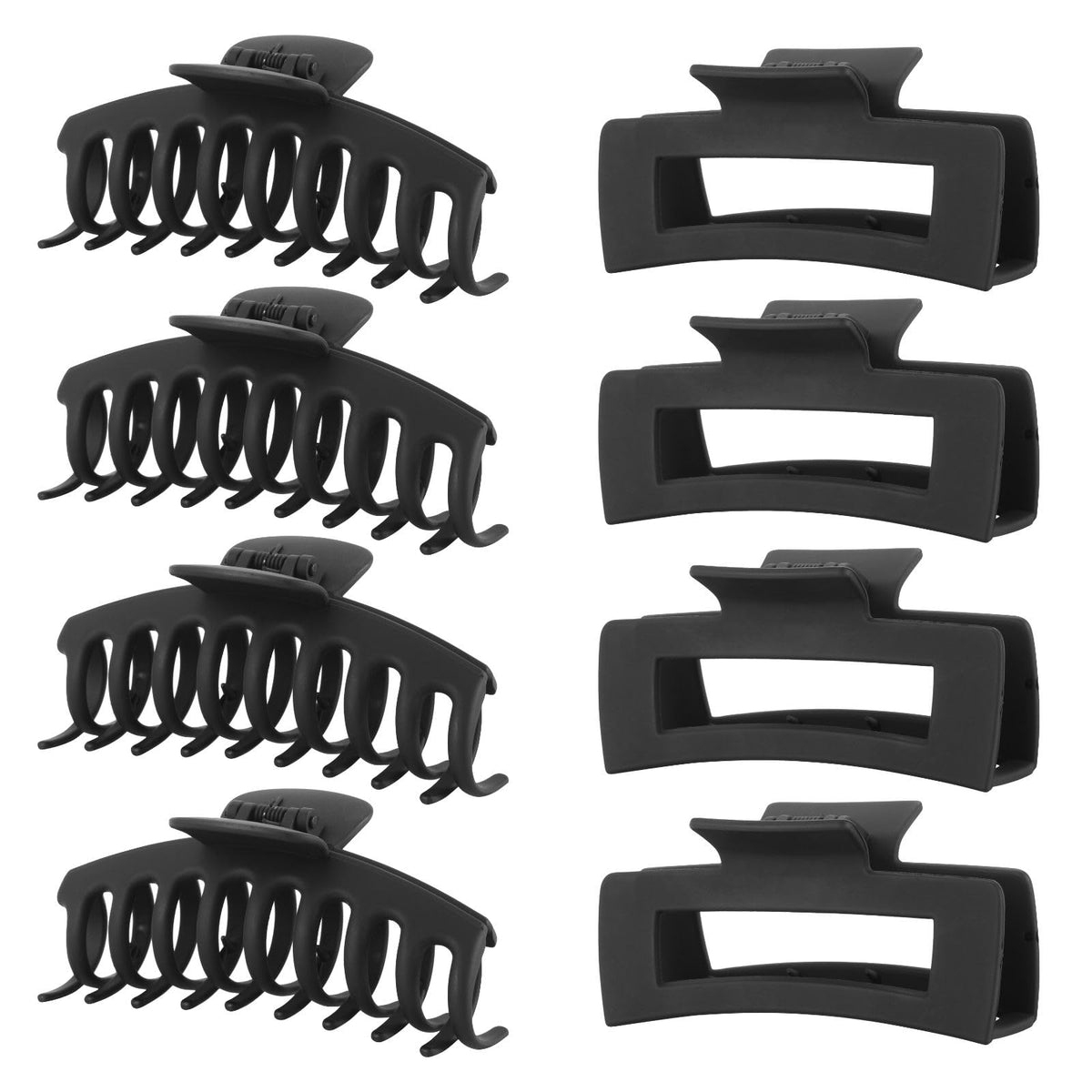 LuSeren Black Hair Clips 8 pack front view in gift box