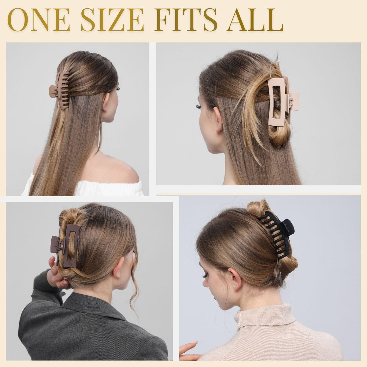 LuSeren Hair Clips 4.3 inch large matte banana clip in black
