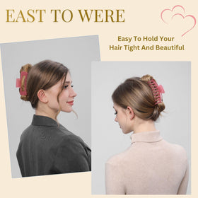 LuSeren hair clips held in hand to show size