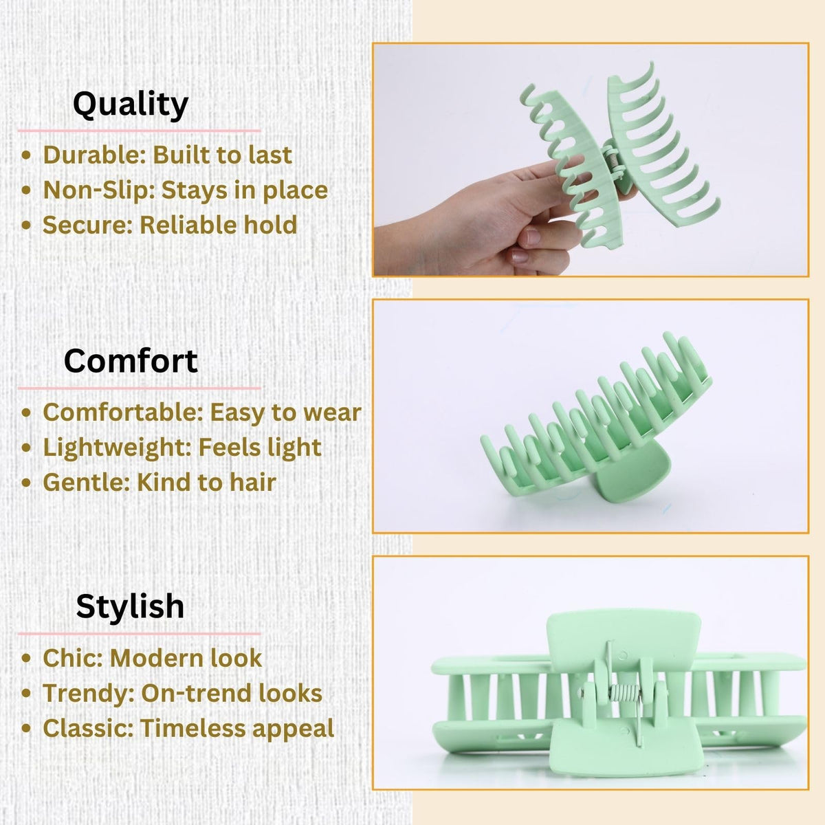 LuSeren Hair Clips in assorted colours with matte finish