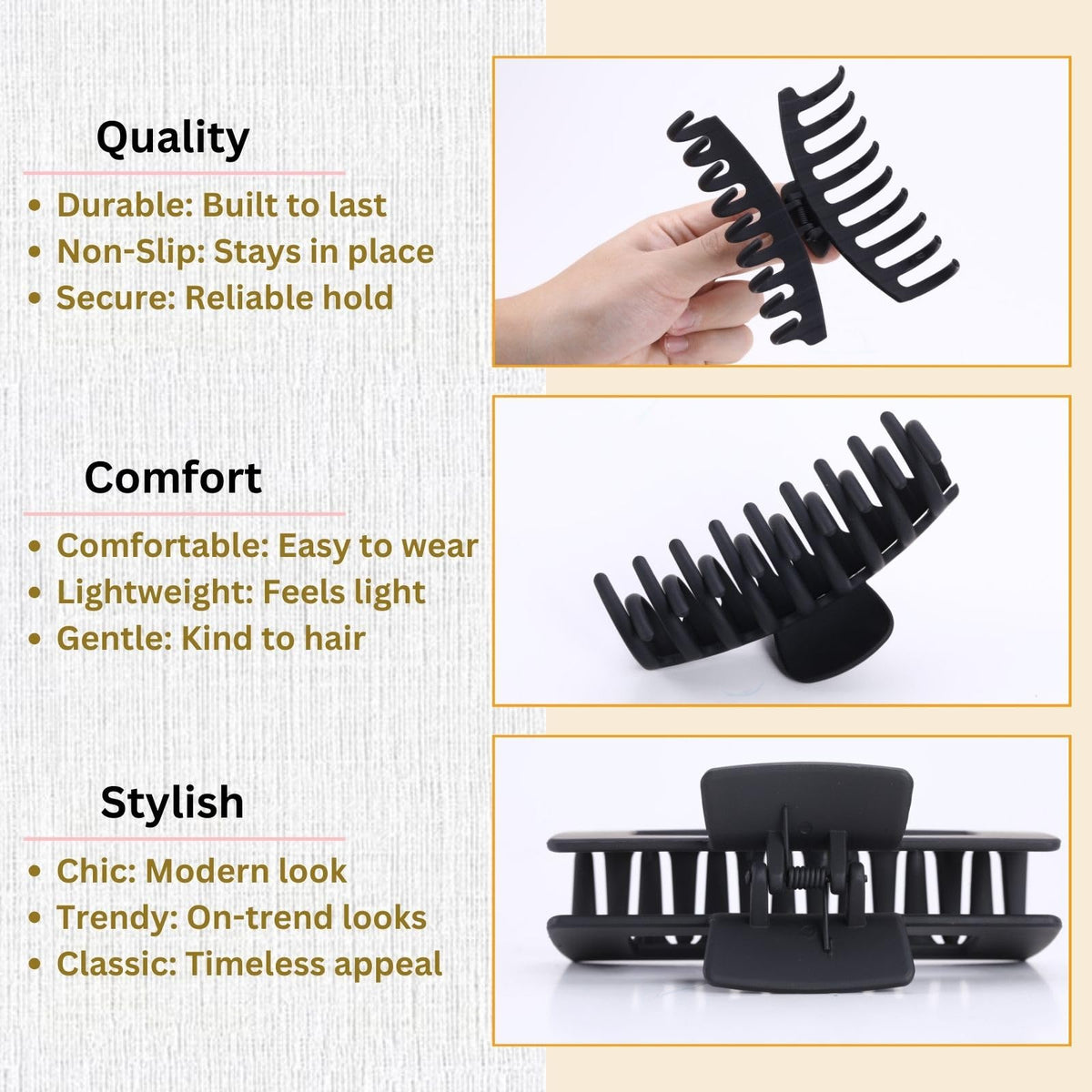 LuSeren hair clips showcasing various angles