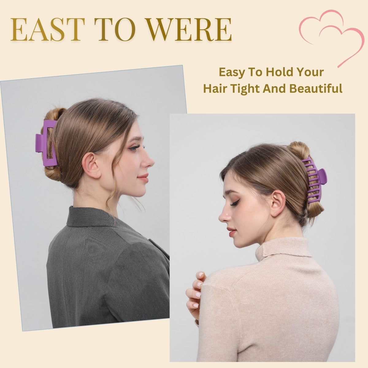 LuSeren large hair claw clip in use on thick hair