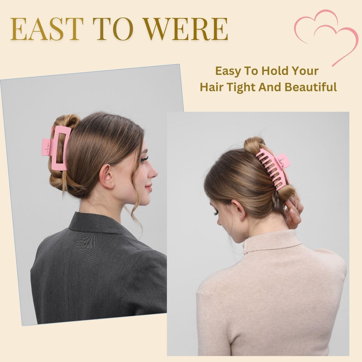 LuSeren Pink Hair Clip opened to show 180-degree angle