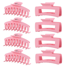 LuSeren Pink Hair Clips 8 pack front view in gift box