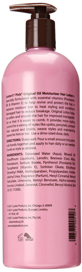 Luster's Pink Oil Moisturizer Hair Lotion 32 oz back view