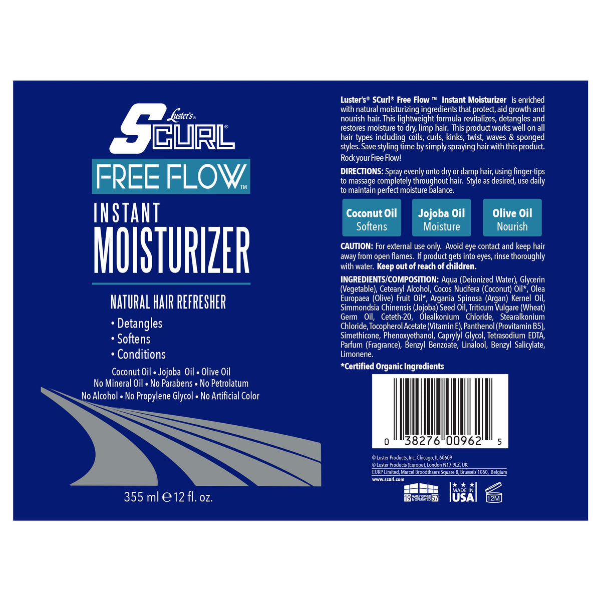 Luster's SCurl Free Flow Instant Moisturizer 399g application on hair
