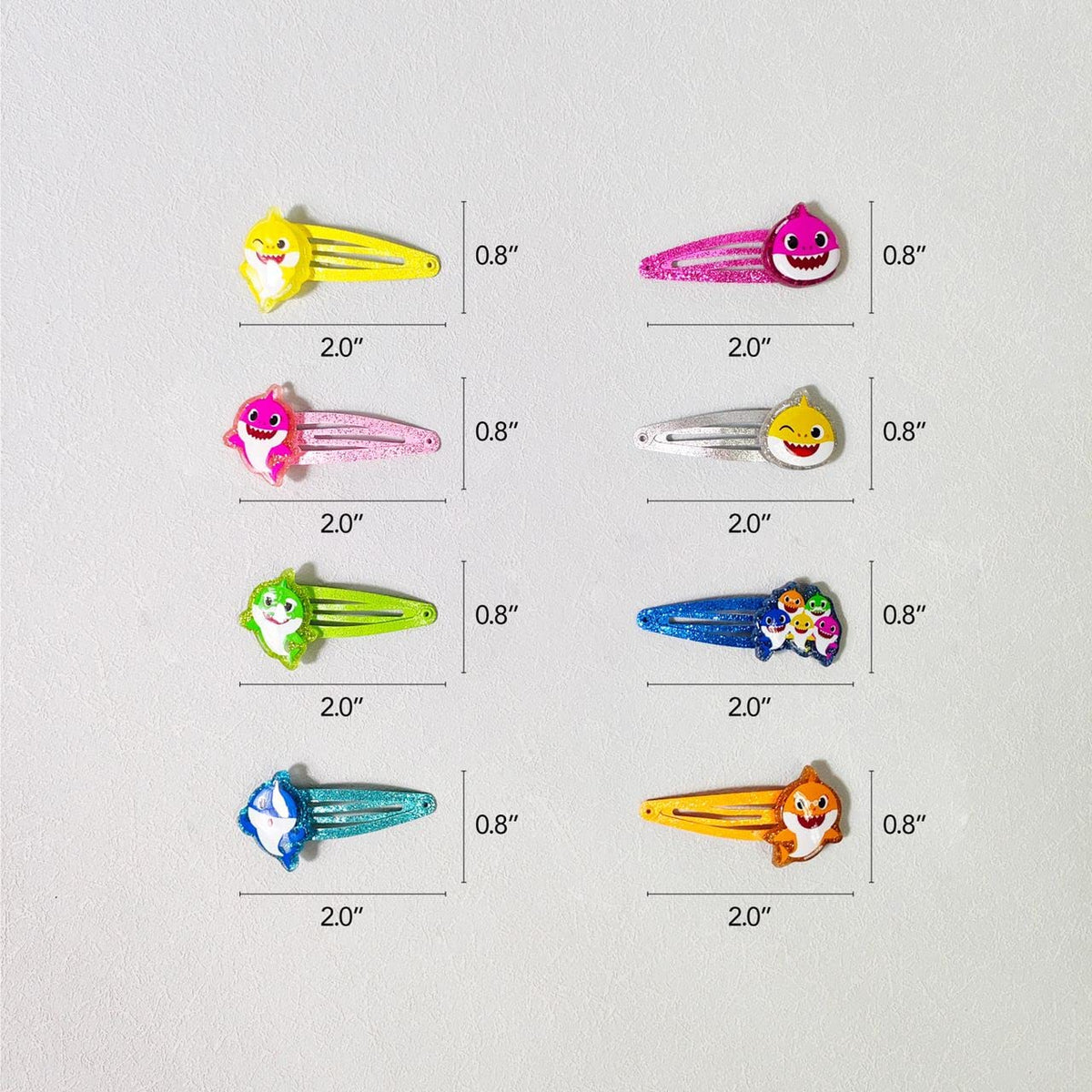 LUV HER Baby Shark Kids Hair Clips displayed in packaging