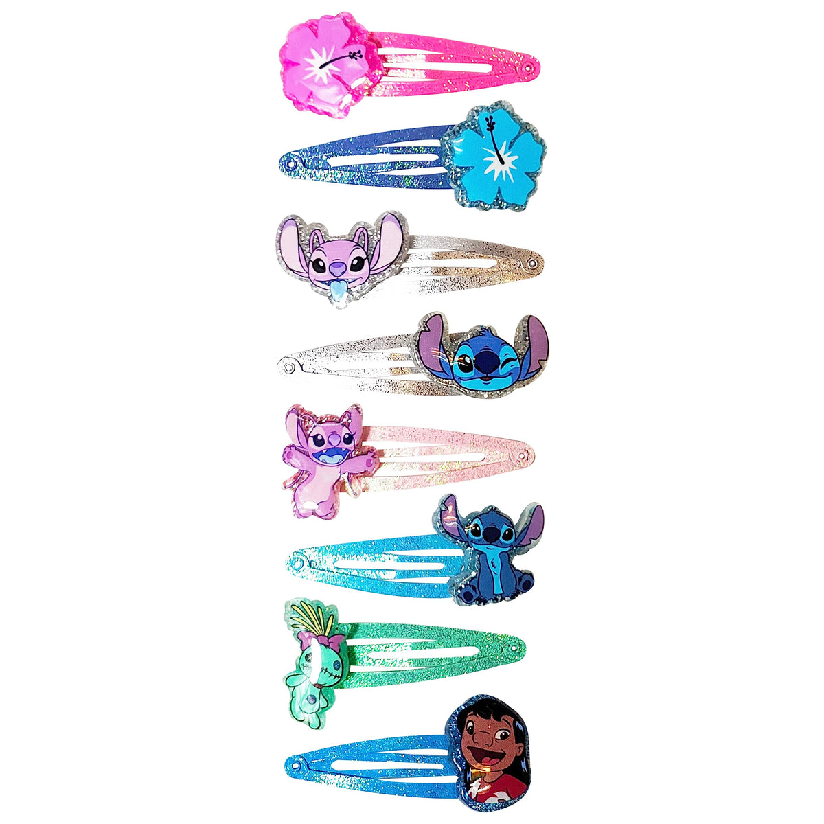 LUV HER Disney Stitch kids hair clips in a playful styling scenario