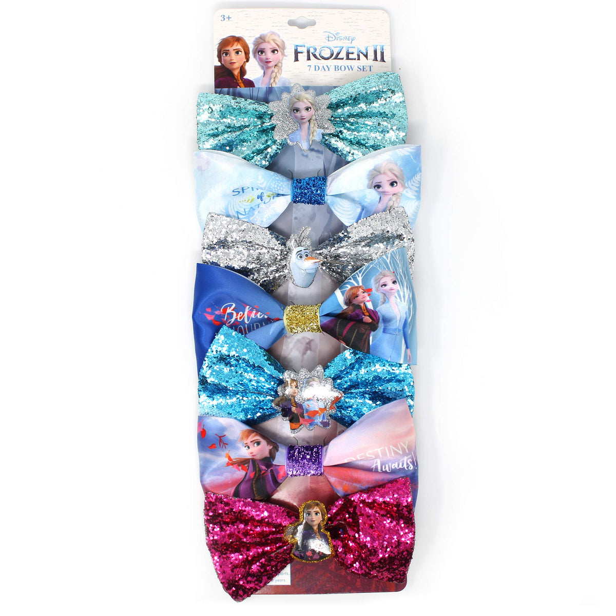 LUV HER Frozen 2 Girls 7 Piece Hair Bow Set front view