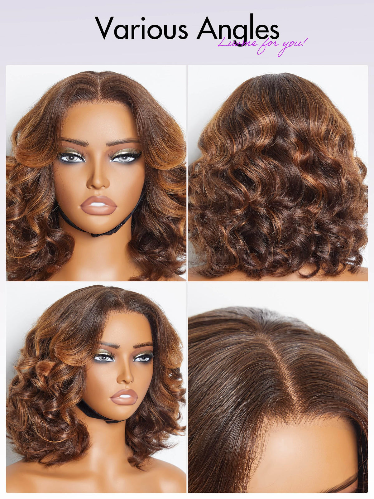 LUVME HAIR 10-inch Ombre Brown Bob Wig on mannequin