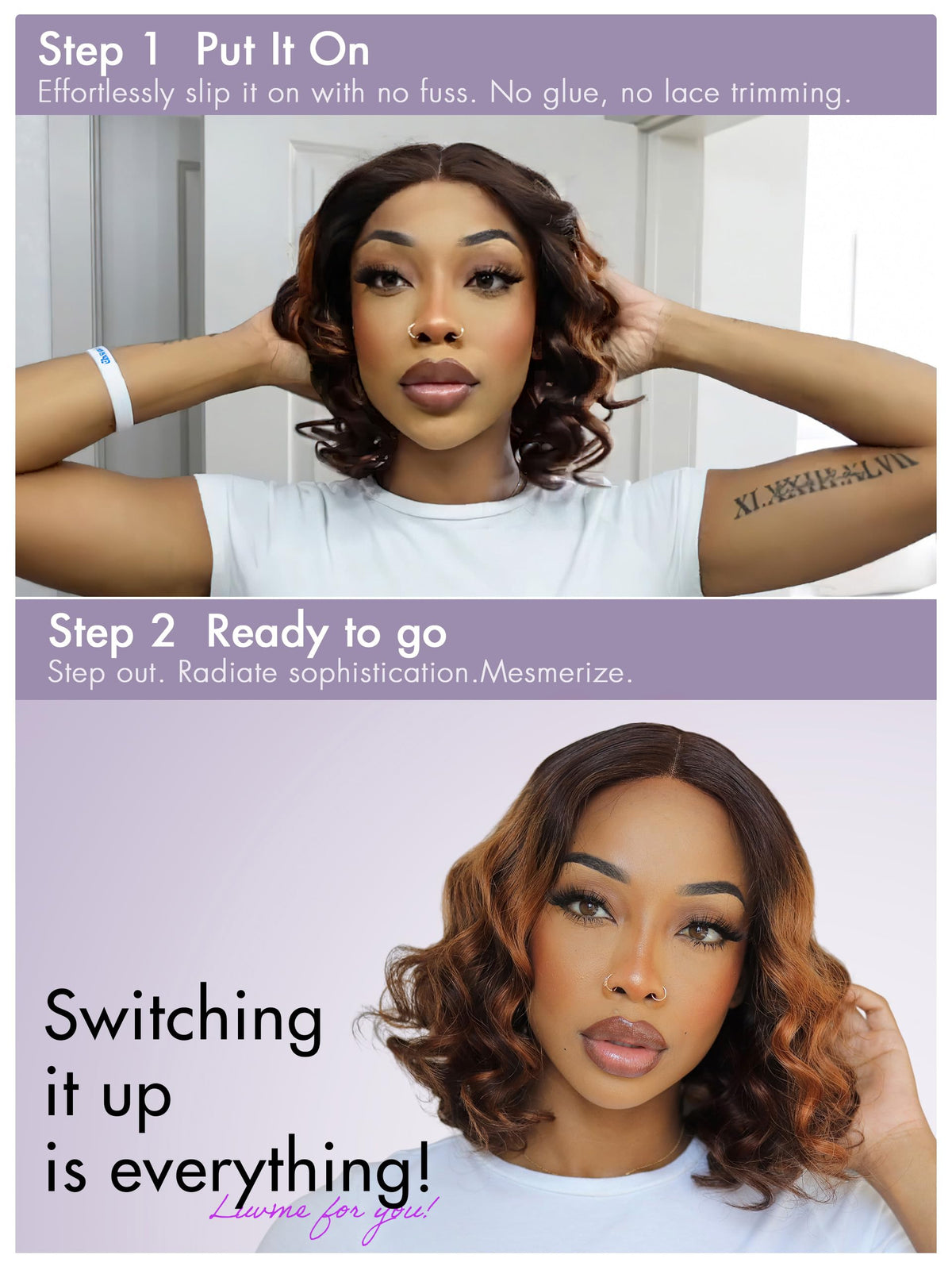 LUVME HAIR 10-inch Ombre Brown Bob Wig packaging