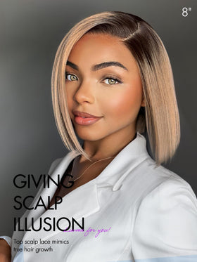 LUVME HAIR 12 Inch Ash Blonde Blunt Cut Bob Wig side view