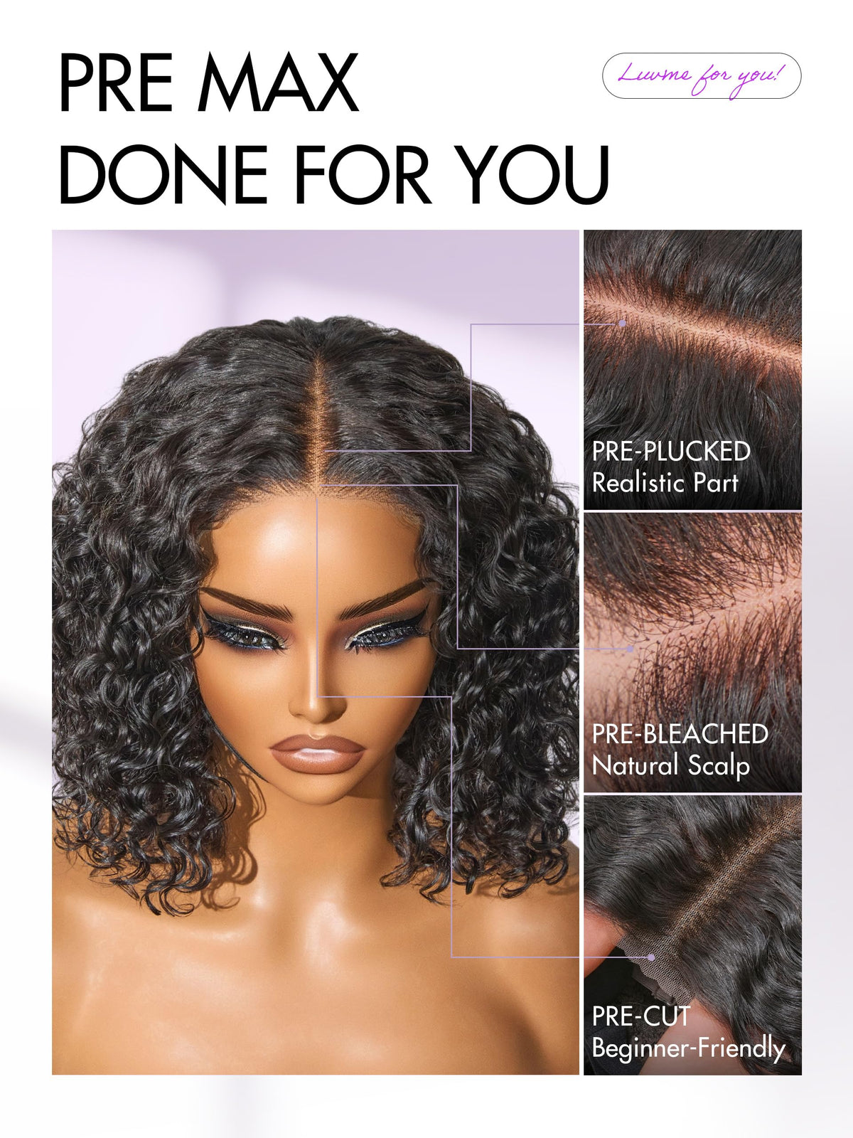 LUVME HAIR 12-inch deep curly wig back view