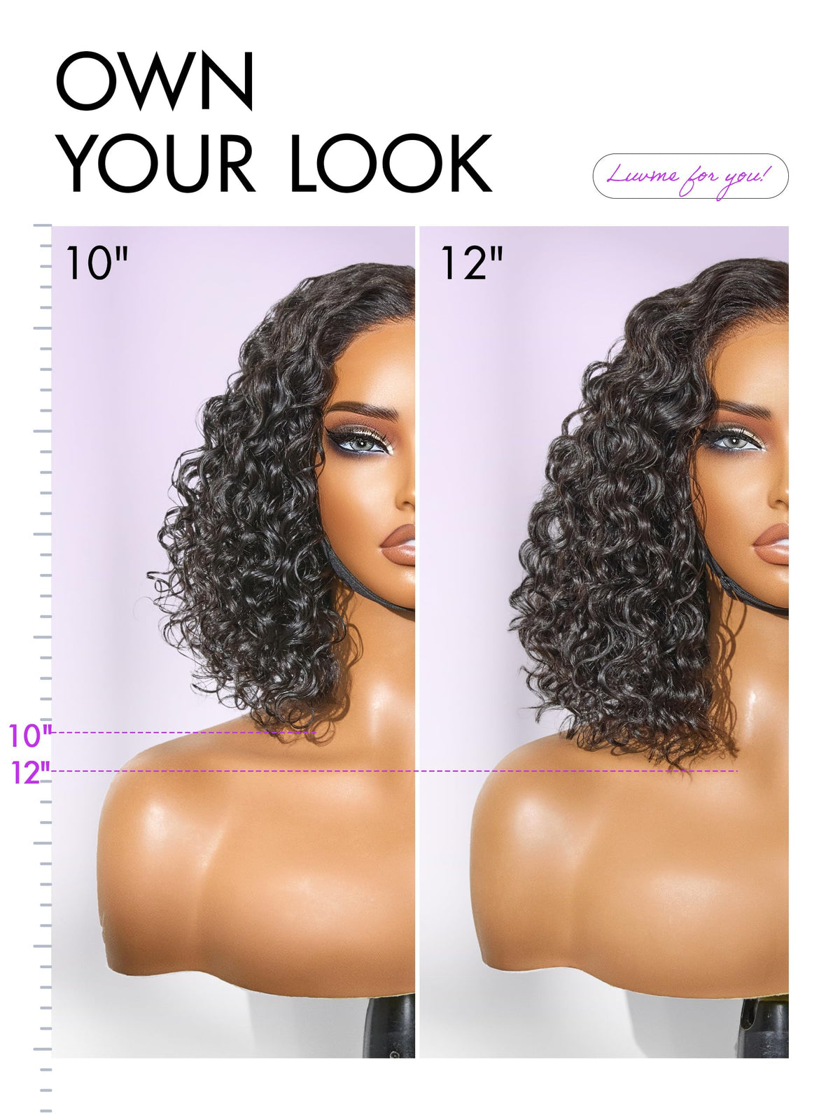 LUVME HAIR 12-inch deep curly wig inside view