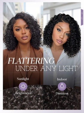 LUVME HAIR 14-inch Curly Deep Wave Wig worn outdoors